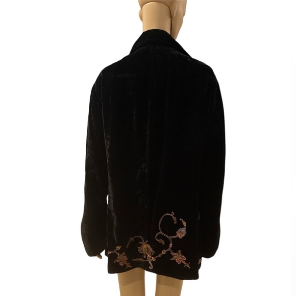 J. Jill Vintage Black  Velvet Velour Embroidered Jacket size L - Picture 2 of 6